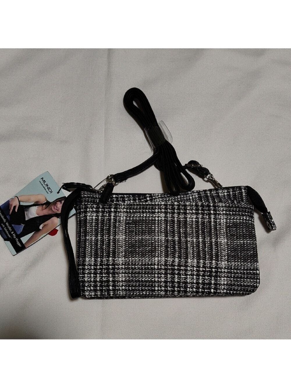 Mundi Black and White Plaid Clutch
